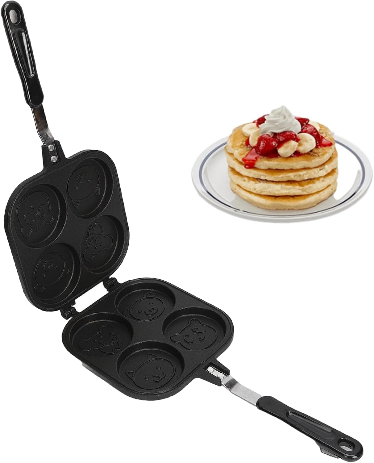 Topyond Pancake Pan Maker, Double Sided Nonstick Japanese Egg Pan, Multifunctional Aluminum Alloy Tamagoyaki Pan for Eggs, French Toast, Omelette, and Crepes