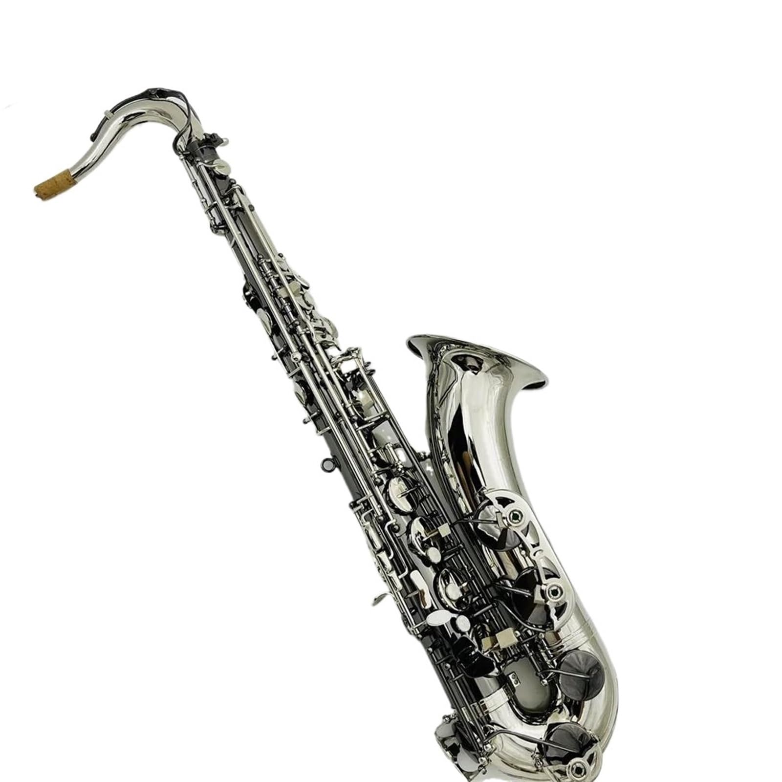Saksofon Saksofon Tenorowy Bb Tune Srebrno-czarny Nikiel Instrumenty Muzyczne Saksofon Z Ustnikiem W Obudowie (Color : Cloth bag)