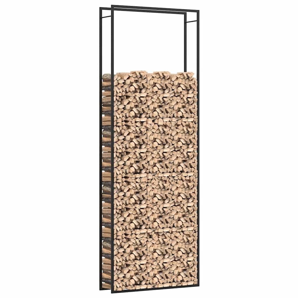 Fengshui Stalowy stojak na drewno kominkowe matowy czarny 110 x 28 x 312 cm