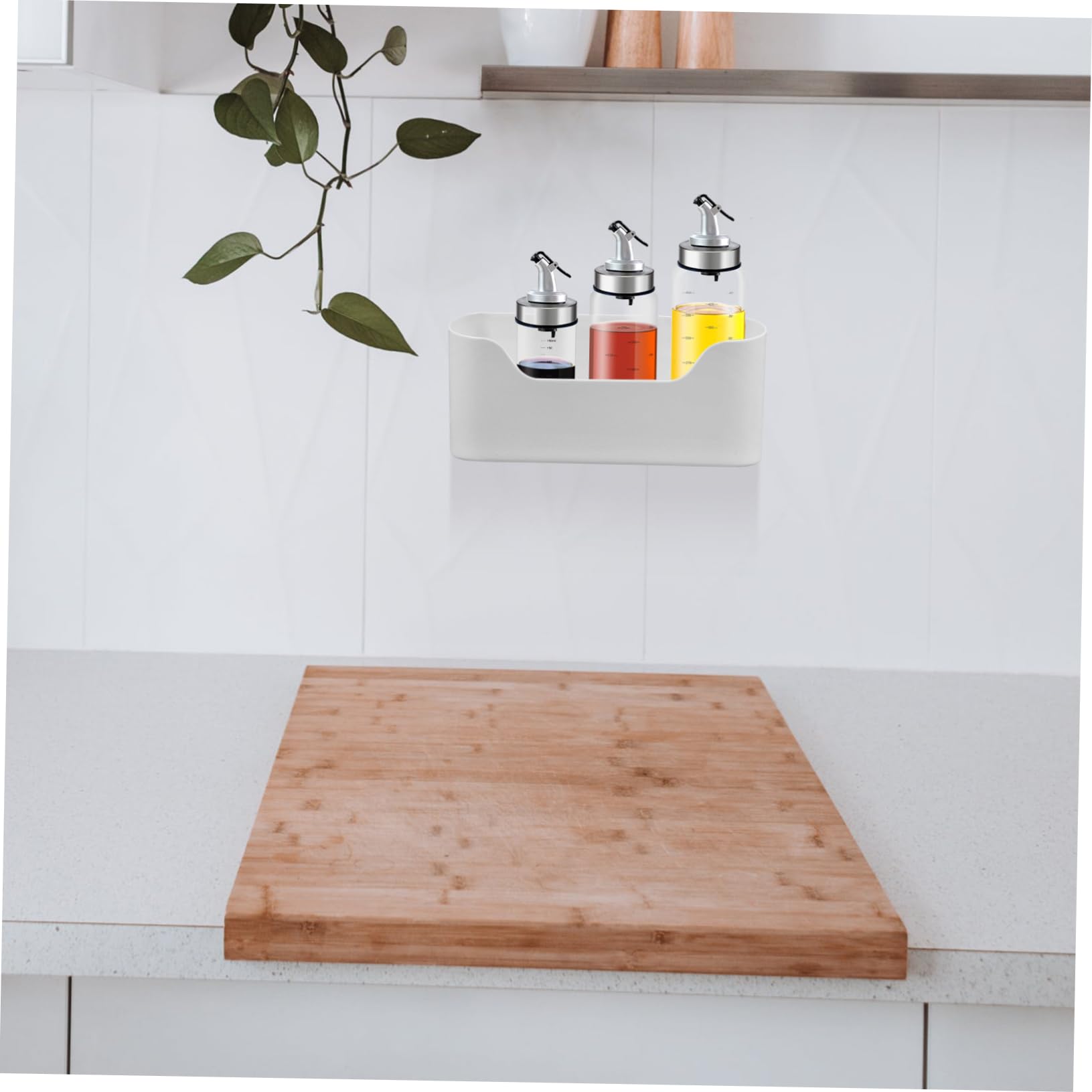 Alipis 2Pcs Adhesive Cabinet Door Organizer Wall Mounted Storage for Kitchen Bathroom No Drilling Required Space Saving Holder for Sundries and Stationery