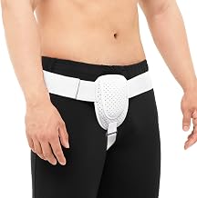 Hernia Belts For Men,Inguinal Hernia Support Fits Left or Right Side,Men and Women Hernia Truss with Adjustable Waist Strap & Removable Compression Pads for Pre & Post-Surgery| White,Slightly Large/Unisize