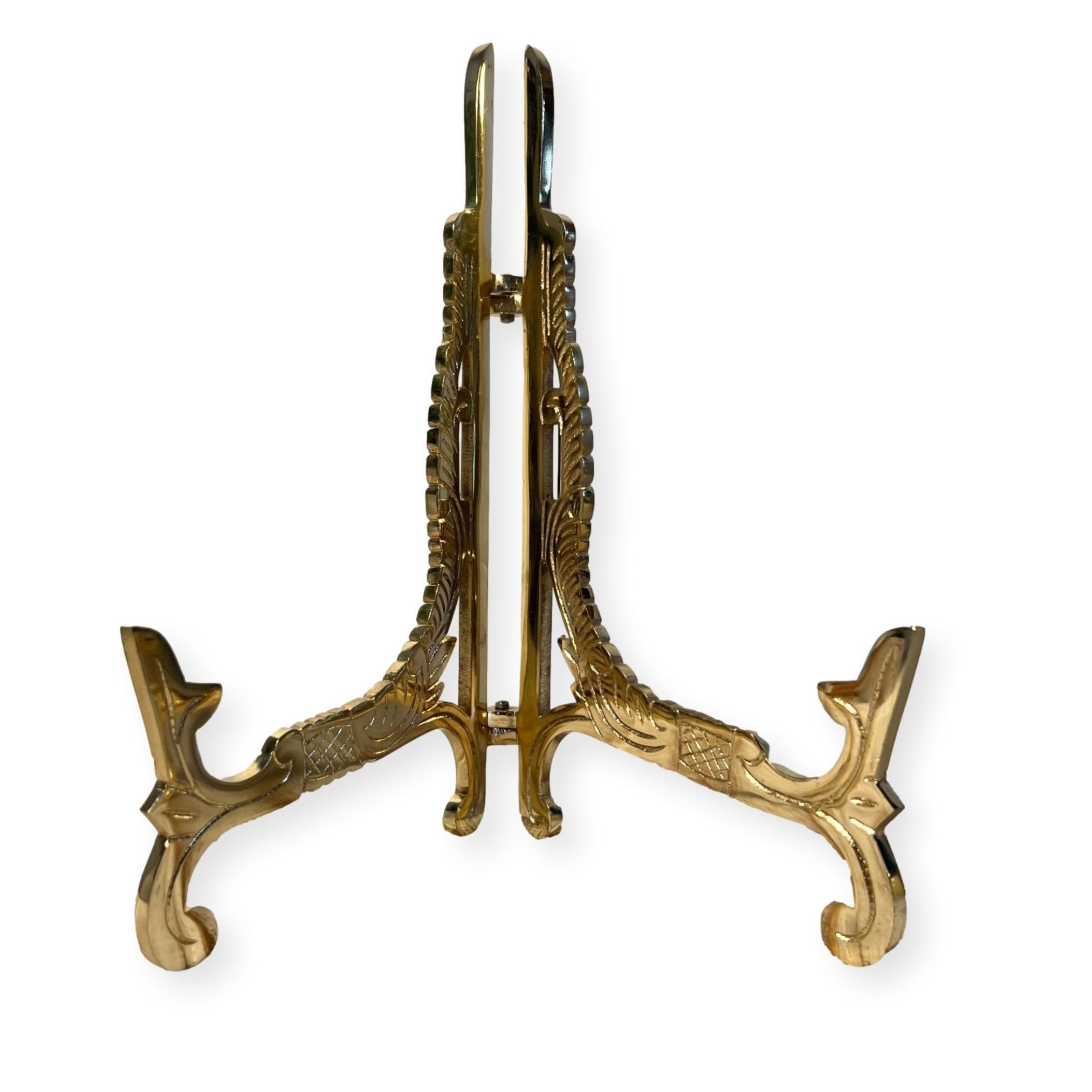 Thorness Large 10 inch Metal Easel Brass Finish | Plate holder | Display stand | Metal Frame Holders for Photo Pictures Decorative Plate Dish | 25cm (H) x 15cm (Deep) | Picture Easel |Wedding tables