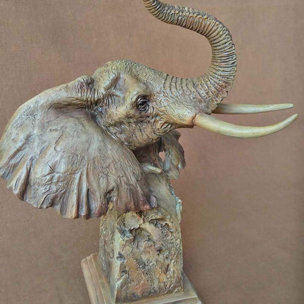 Escultura de cabeza de elefante, modelo de cabeza de animal, estatua de busto de simulación, resina, manualidades, colección de arte, buena decoración