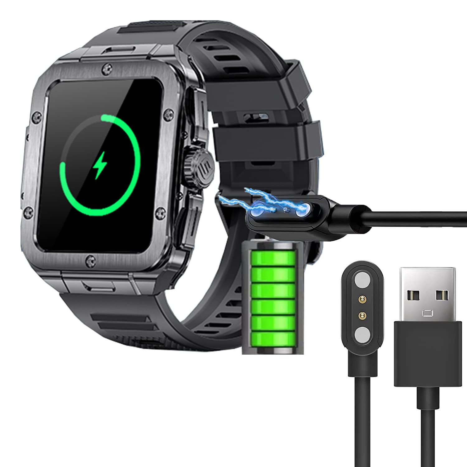 Blueshaweu Charging Cable Compatible with LIGE Smart Watch 1.86 Inch ST10, Cable Charger Charging Station for LIGE ST10 Smartwatch (Black)