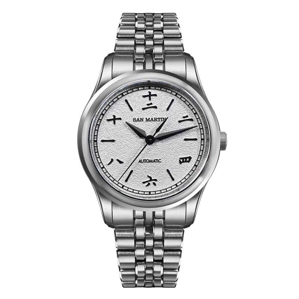 San Martin 39 mm 90S5 automatyczna mechaniczna sukienka męskie zegarki MOP cyferblat chiński styl SN0144 zegarek nurkowy ze stali nierdzewnej