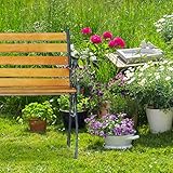 Relaxdays Gartenbank, 2-Sitzer, Holzstreben, Gusseisen, Outdoor, Balkon & Terrasse, Bank HBT 73,5 x 126 x 52,5 cm, natur - 2