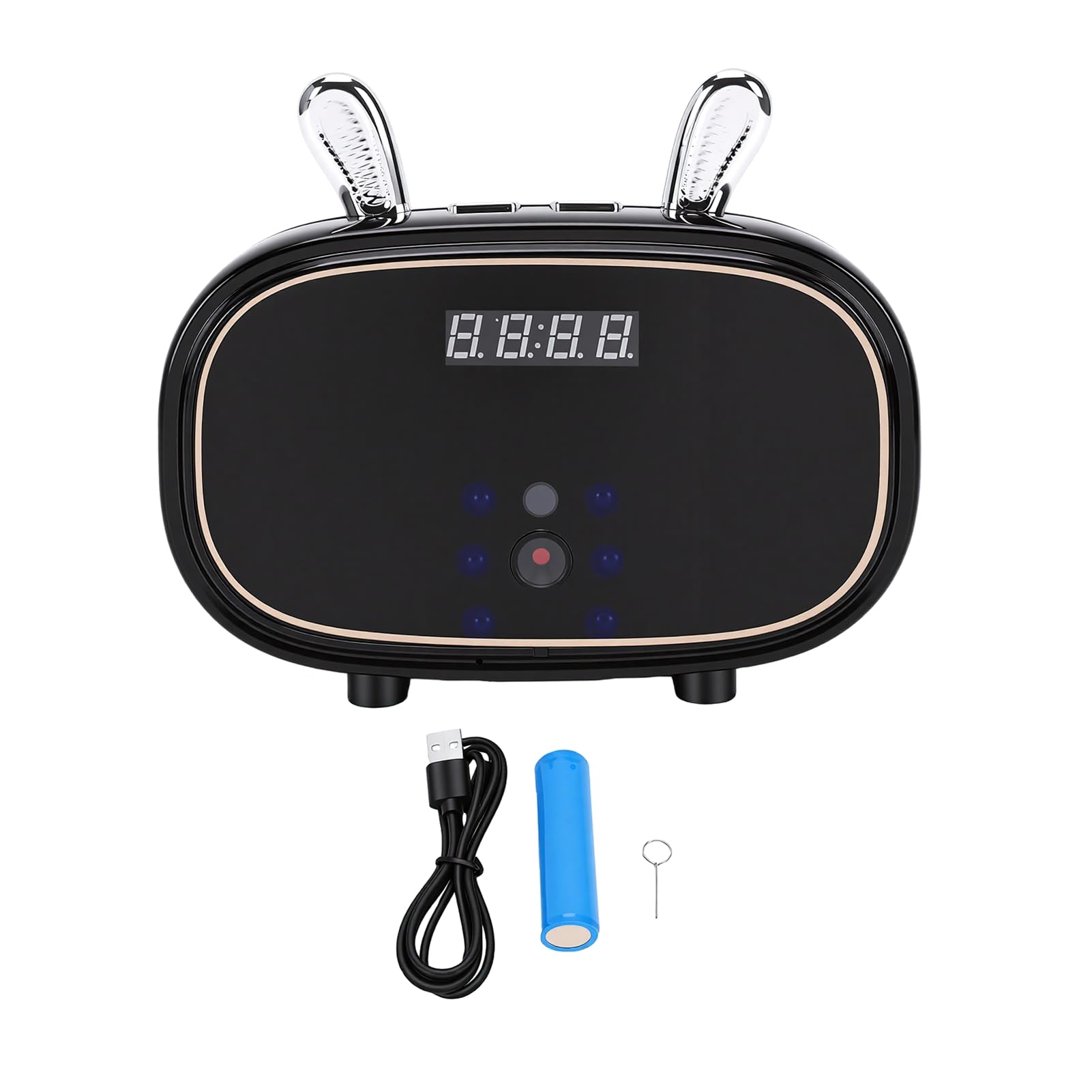 Cámara de Reloj Despertador WiFi FHD de 2,4 GHz, Altavoz de Seguridad Inteligente de Gran Angular de 130 con Rotación Panorámica, Alertas de Detección de Movimiento, Cámara de