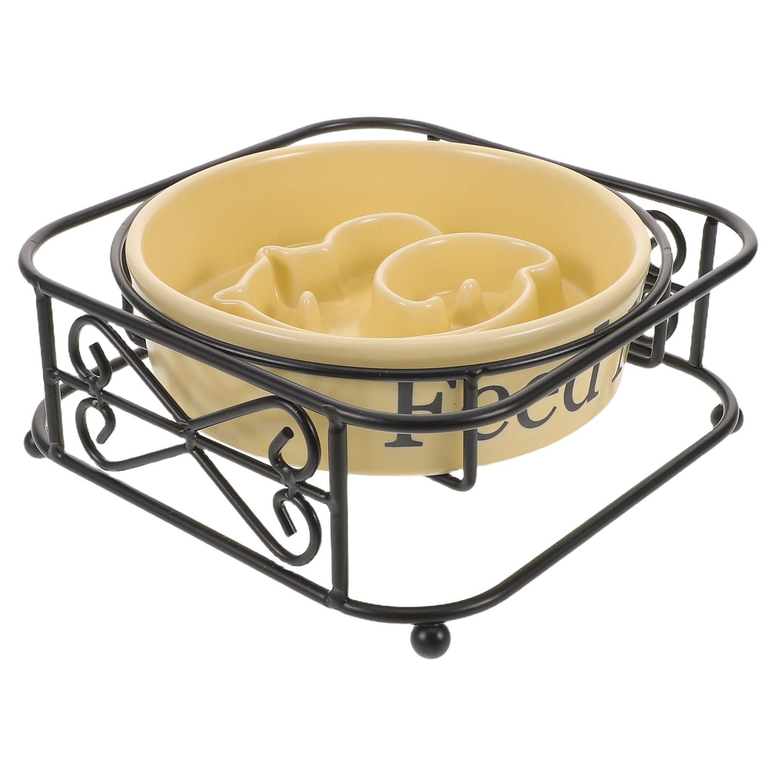 Housoutil Gamelle Anti-ballonnements pour Chien, Bol à Alimentation Lente Surélevé, Anti-goulée, Céramique et Fer, pour Alimentation Quotidienne Chien et Chatons, Intérieur