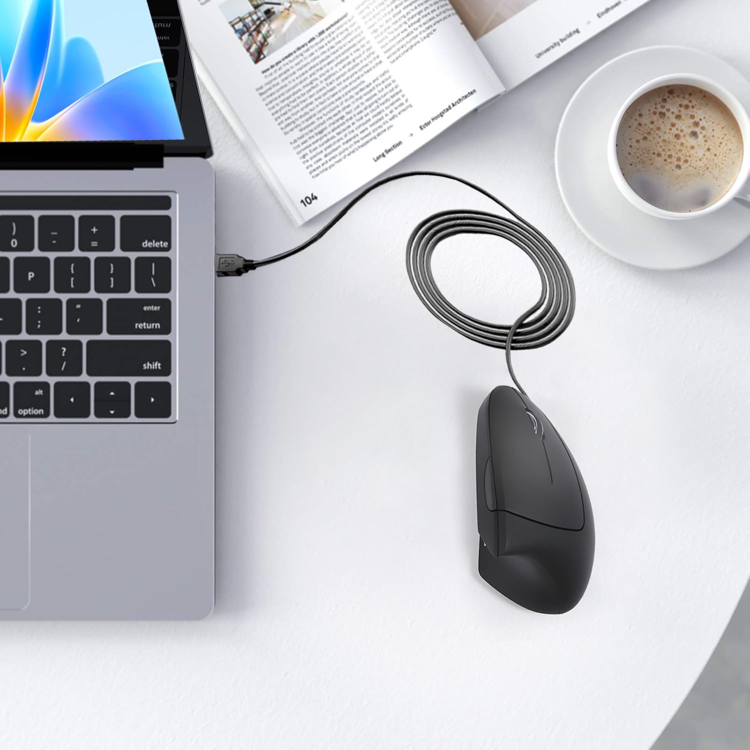 Mouse ergonomico cablato, mouse verticale cablato USB con DPI regolabile 800/1200/1600, 6 pulsanti, mouse ergonomico per laptop/PC/desktop, nero
