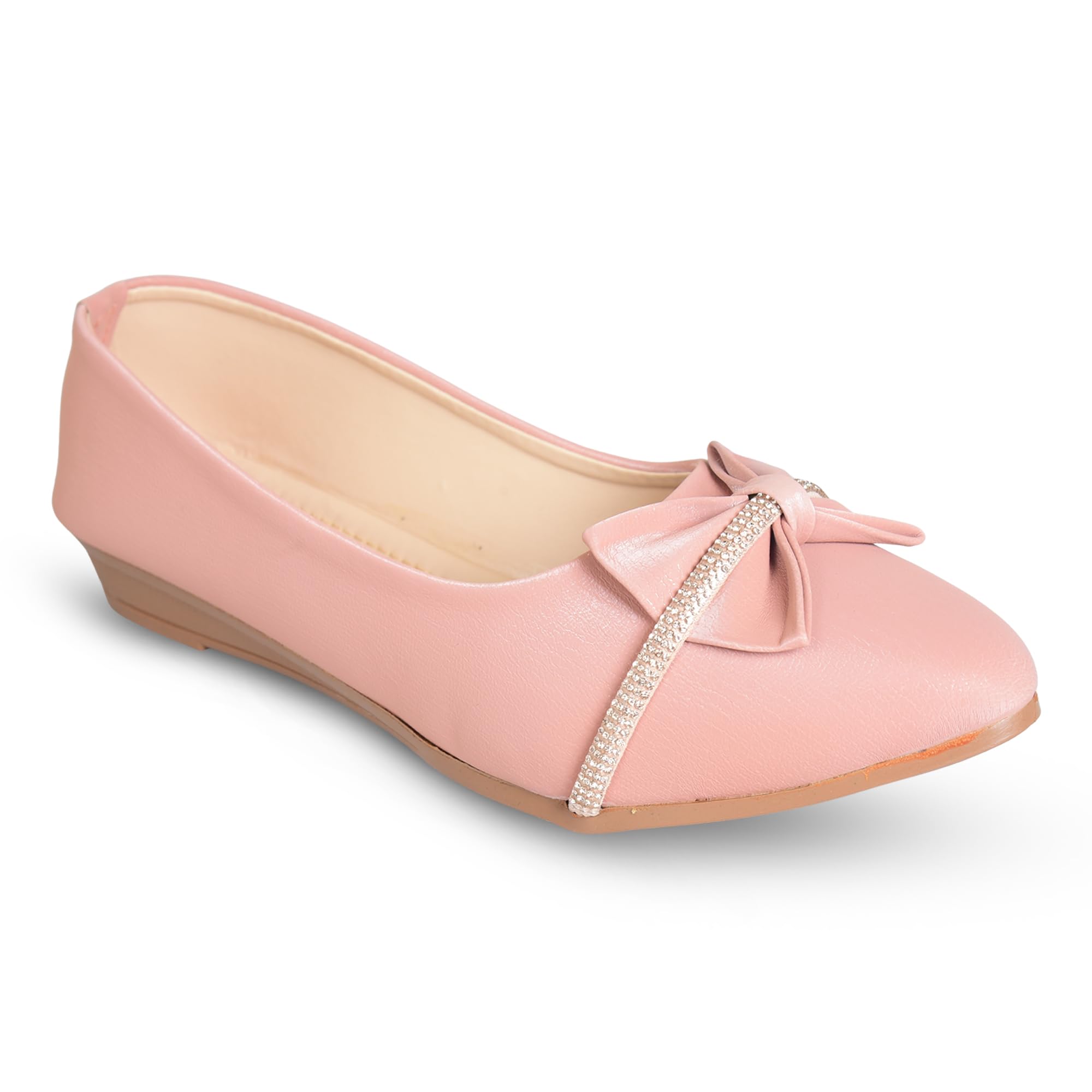 worton fashion Women's Elegant Pointed-Toe Ballerina Flats with Embellished Bow Accent-picture-48