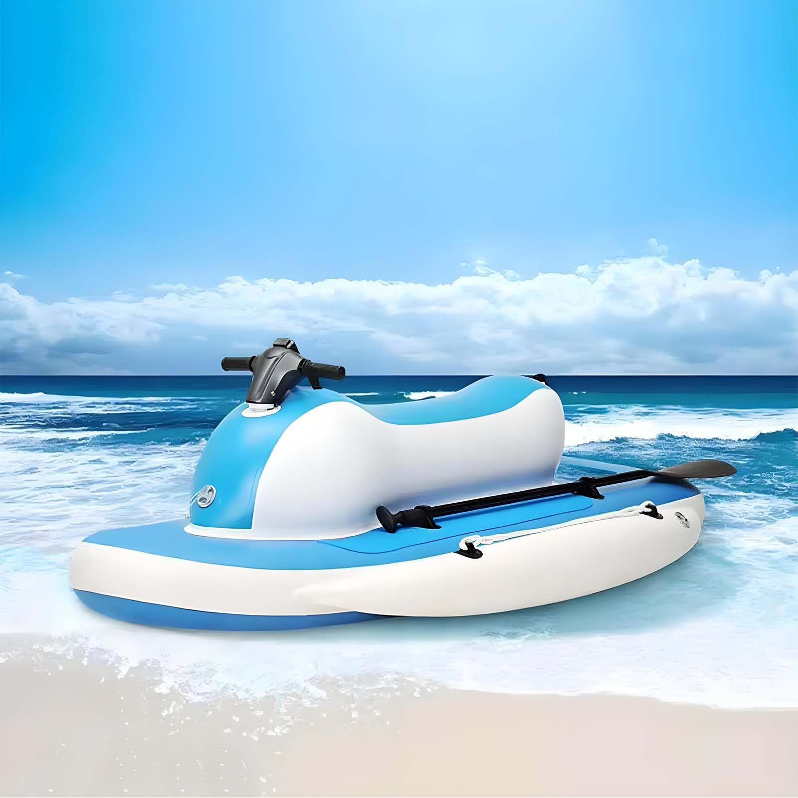 QFGain Electric Inflatable Kayak with 500W Motor, 60-180 Min Runtime and Detachable Underwater Scooter for Diving and Lake Cruising Boat+500W10A
