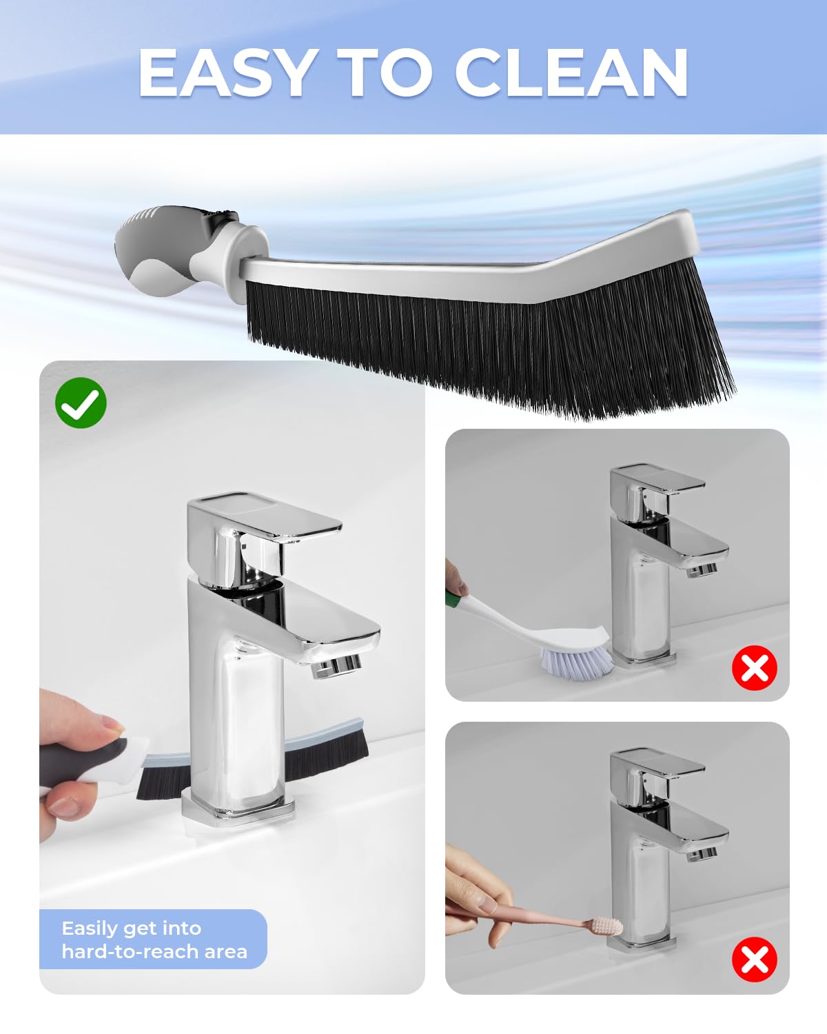 Cleangor Crevice Cleaning Brushes, Scrub Brush for Hard to Reach Small Space, Home Essentials, Cleaning Supplies, Cleaning Tools for Household Use, Bathroom, Shower, Kitchen, Toilet, Window (3, Black) - 5