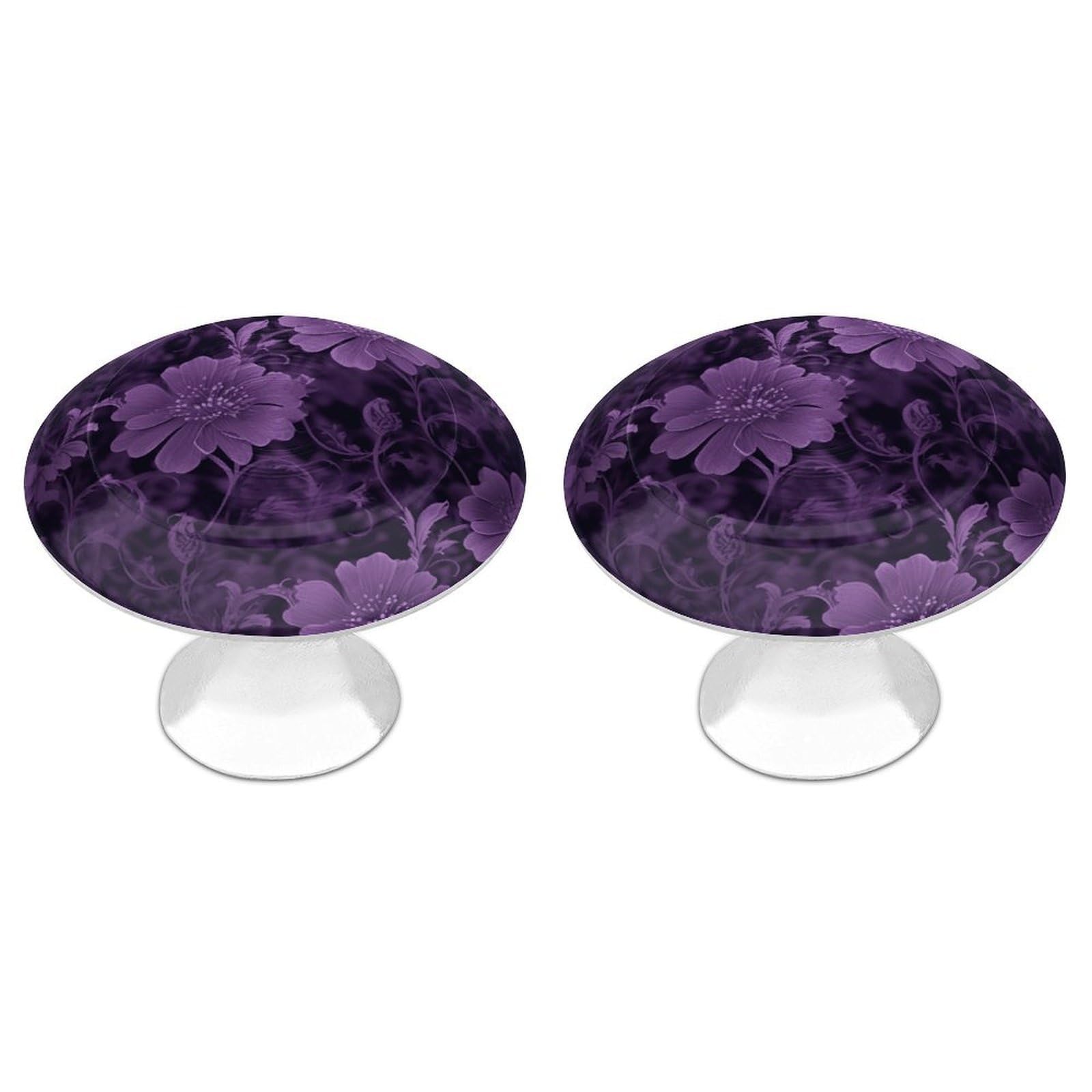 Vstadank Style Purple Drawer Pulls Sturdy Stainless Steel Door Handle Round Cabinet Knobs Fashion Dresser Drawer Knobs Door Pulls Exquisite Cabinet Handles Furniture Pull 2Pcs
