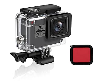 FINEST+ Waterproof Housing Shell for GoPro Hero 7/2018/6/5 Black Diving Protective Housing Case 45m with Red Filter and Bracket Accessories for Go Pro Hero7/(2018) 6/5 Action Camera