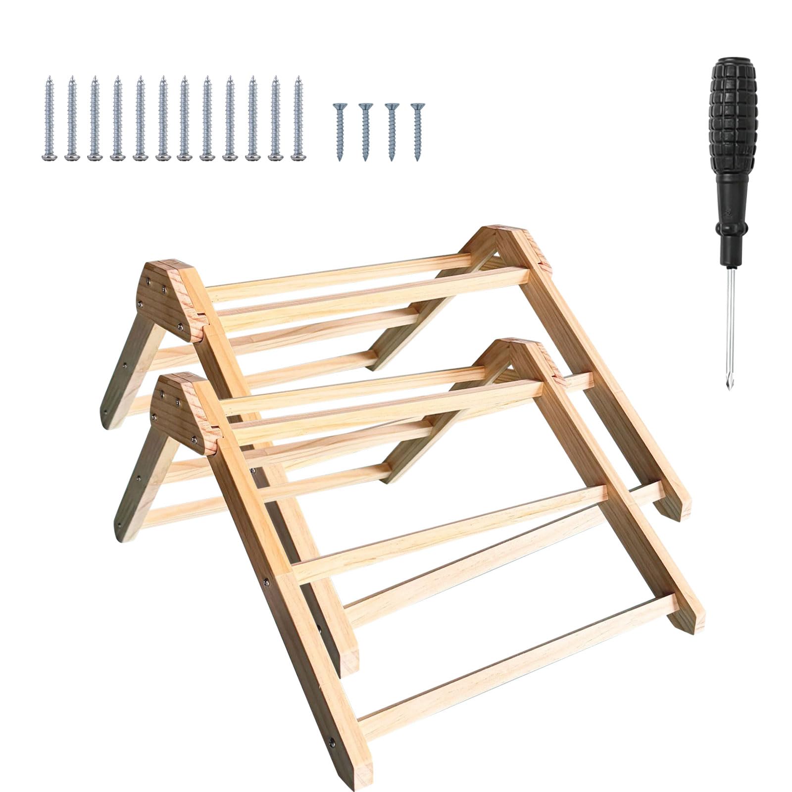 Percha de madera de pino natural para aves de corral con antideslizante, adecuada para pollos, codornices y palomas, configuración simple, soporte antideslizante