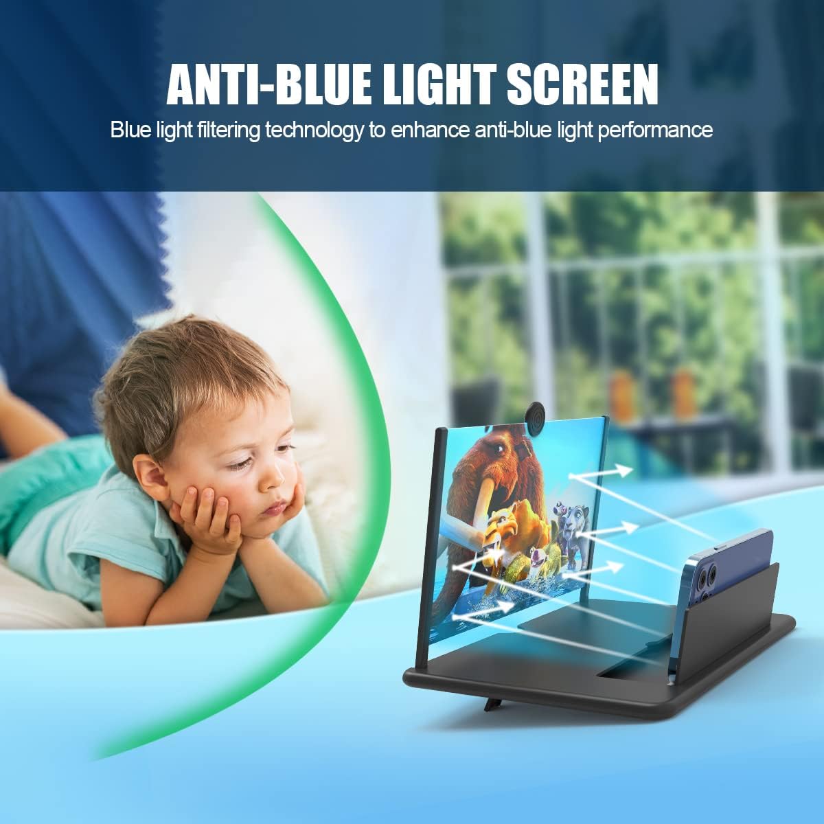 2022 Newest Version 14" Smartphone Screen Amplifier, 3D HD Phone Screen Magnifier Holder for Movies, Web Page and Gaming, Thin Foldable Mobile Phone Amplifier, Compatible with Most Smartphones