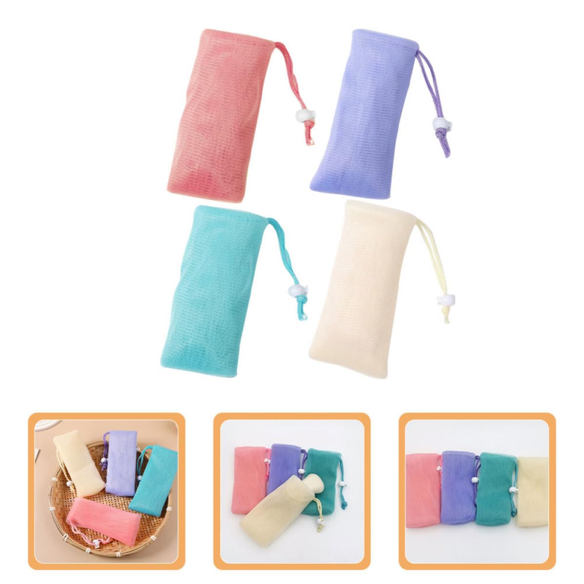 8pcs Soap Bag for Shower, Exfoliating PE Mesh Pouches
