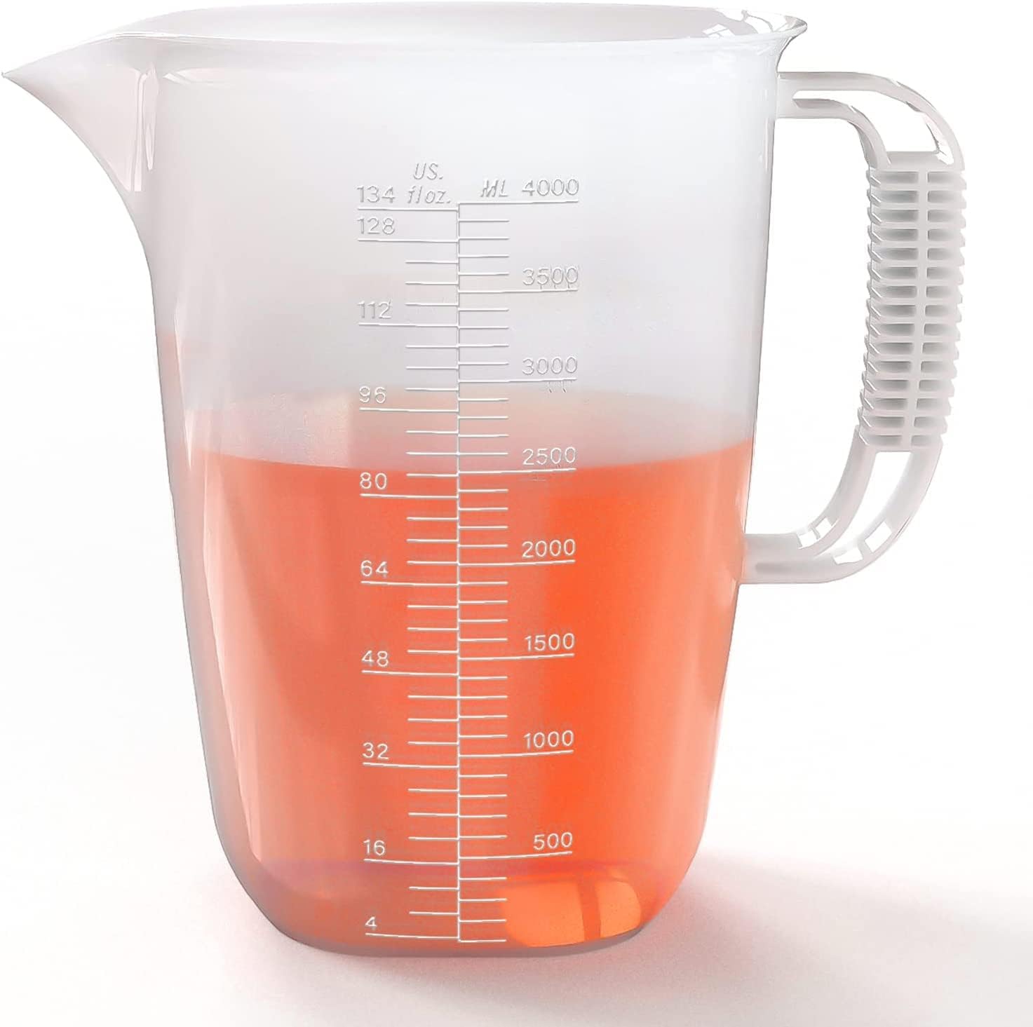 Luvan 4L(3.52QT) Plastic Measuring Cup, Extra Large Plastic Measuring Jug with Spout and Handle