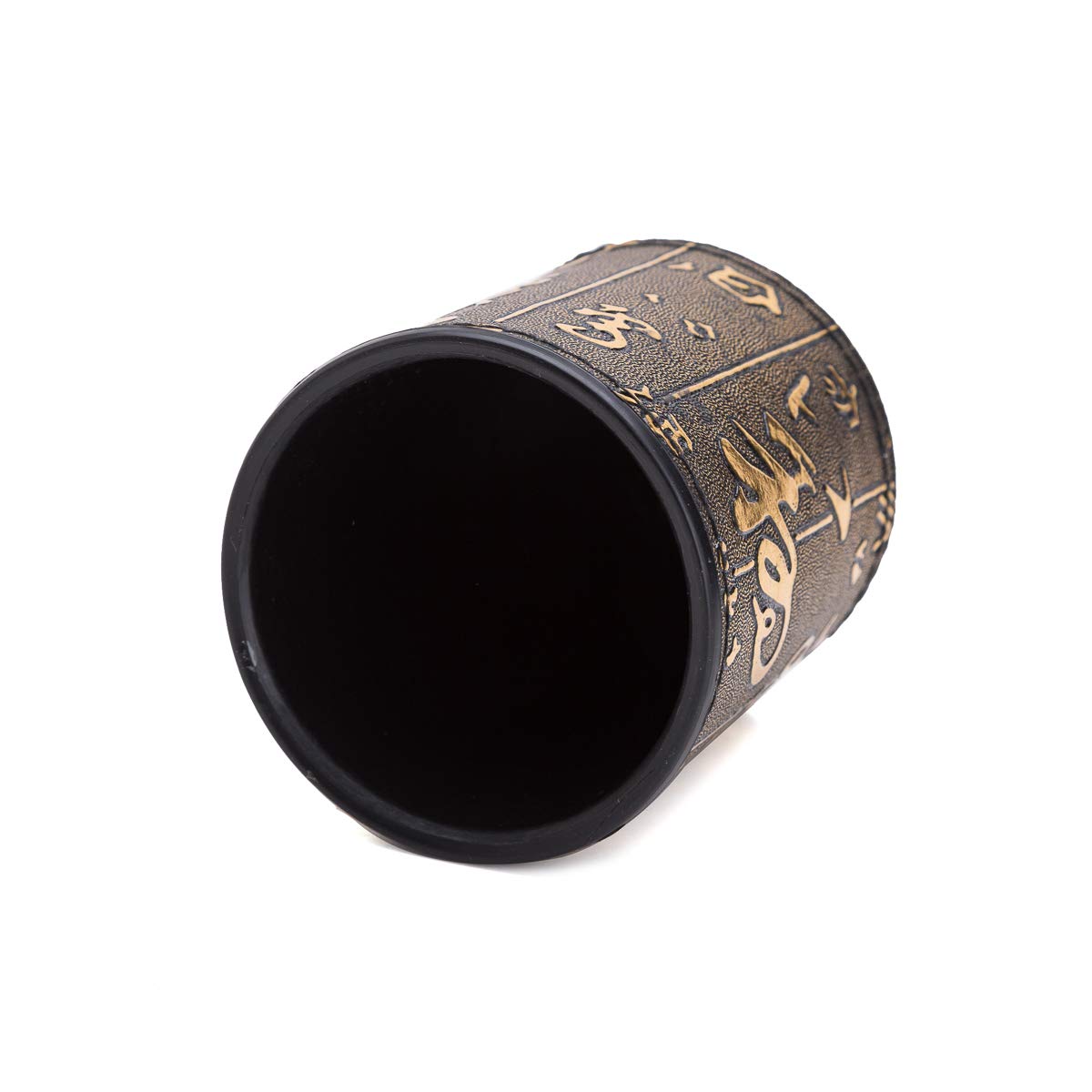 Thy Collectibles Würfelbecher mit 5 Würfeln, PU-Leder, professionelles Würfel-Shaker-Set für Yahtzee/Craps/Backgammon oder andere Würfelspiele, chinesisches Kalligraphie-Design, 2 Stück