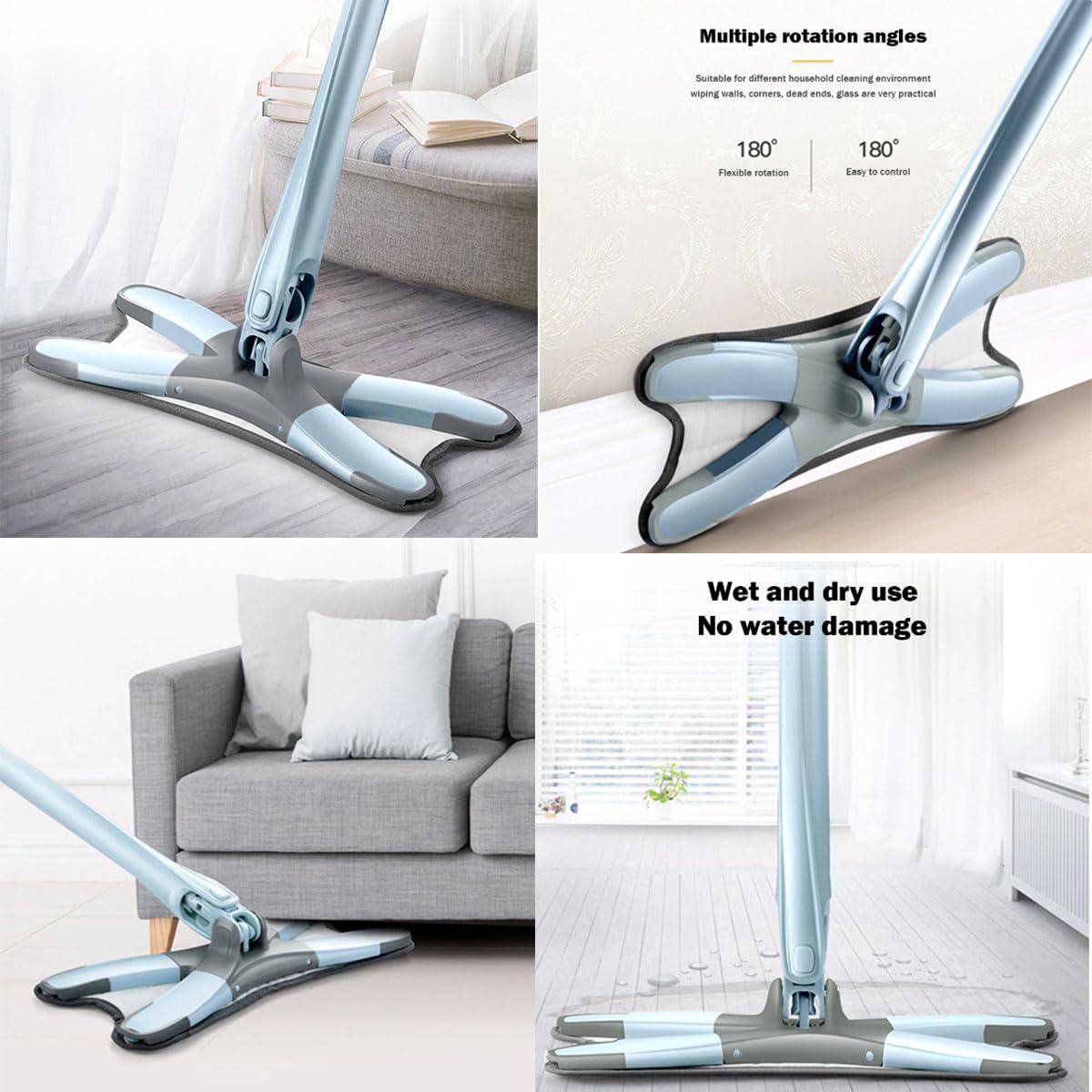 JOLUCE Trapeador húmedo de madera dura para limpieza de suelos, mopa de microfibra, práctica mopa de limpieza de pisos, giratoria de 360 grados, multiusos, mopa de suelo, absorción de agua, mopa