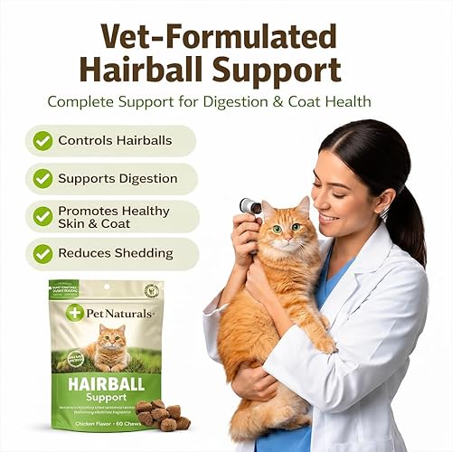 Miniatura 4 de Pet Naturals Bola de pelo para gatos con Omega 3, sabor a pollo, 160 masticables – Puede ayudar a eliminar las bolas de pelo y controlar el exceso