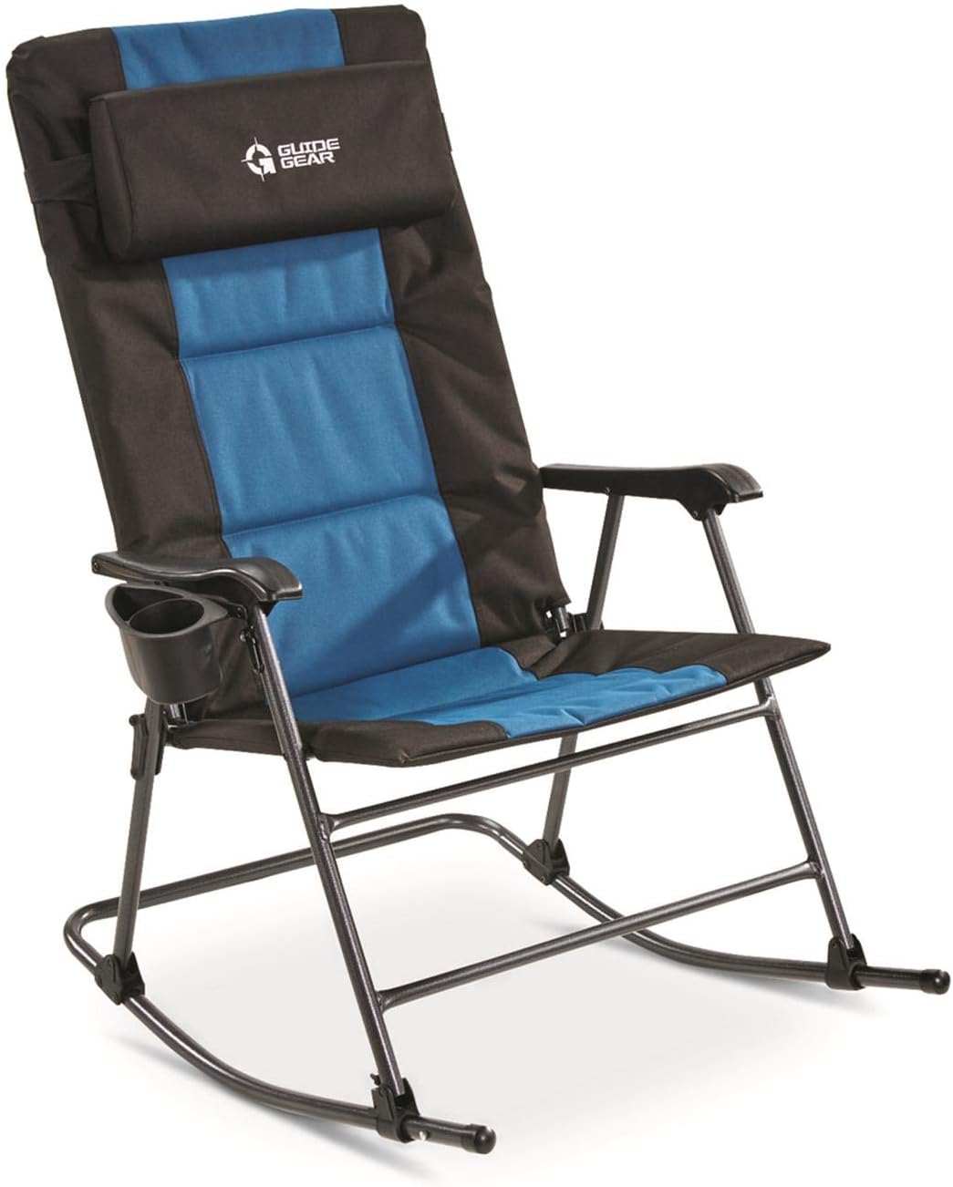 Oversized Rocking Camp Chair, Portable, Outdoor, Folding, 500 Pound Capacity Blue/Black