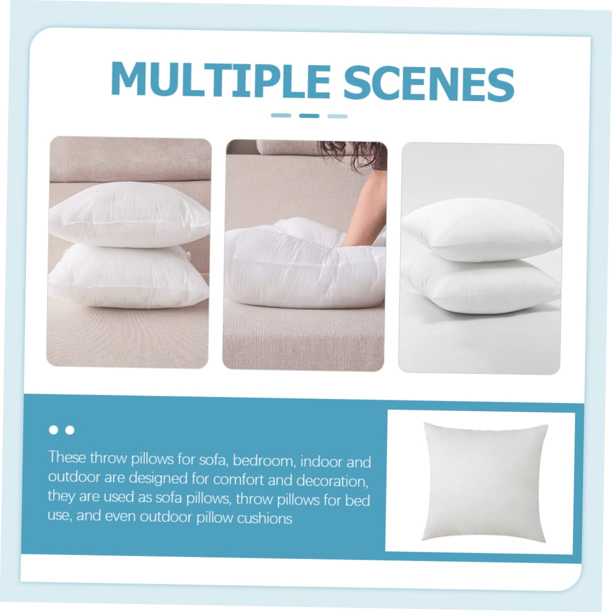 DECHOUS Lot de 2 Rembourrages de Coussin Décoratif Rectangulaire en Tissu Non Tissé, Coton PP, Doux et Pratique pour Canapé et Maison