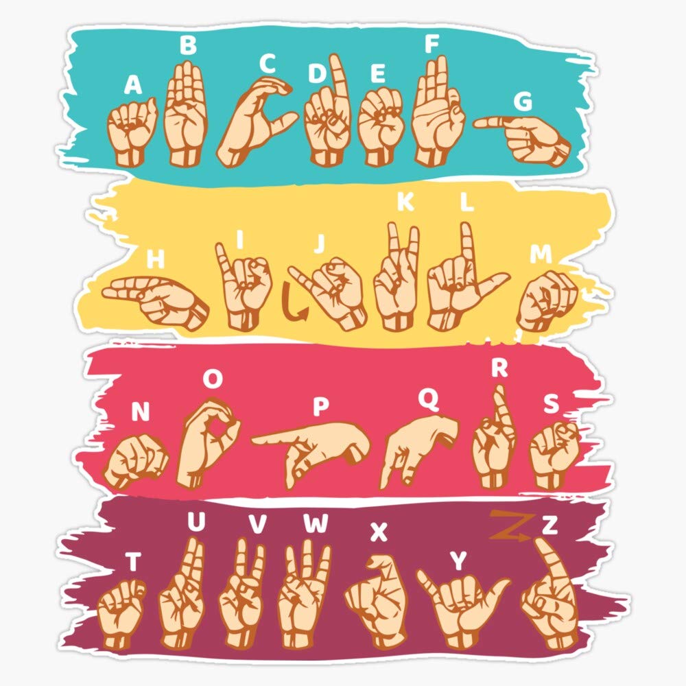 Asl Alphabet' Cool Asl Sign Language Gift Vinyl Waterproof Sticker Decal Car Laptop Wall Window Bumper Sticker 5"
