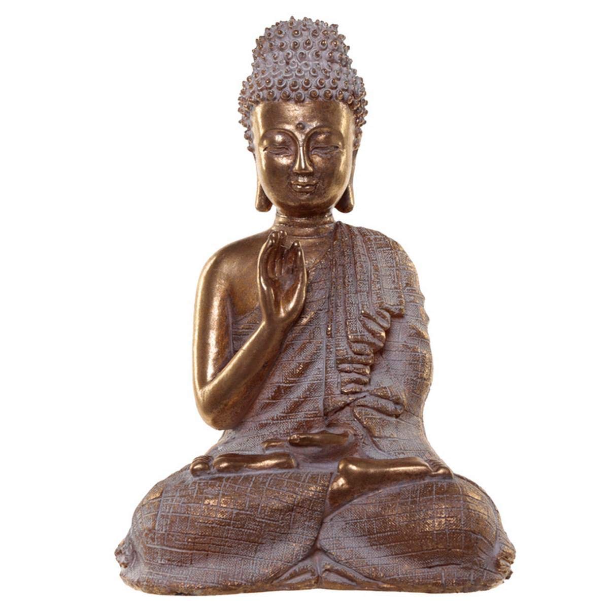Puckator Thai Buddha Figurine-Gold and White Serenity, Resin, Multi, Height 23cm Width 16cm Depth 10.5cm