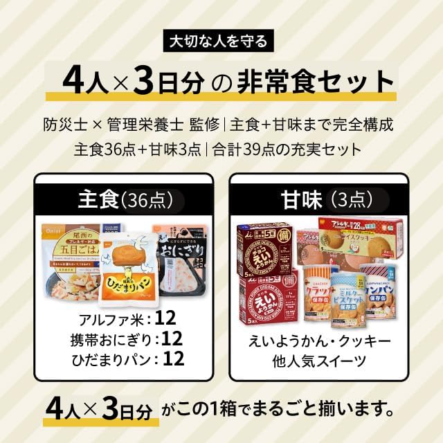 Amazon.co.jp: 【防災士×管理栄養士監修】非常食セット 4人用 3日分 計