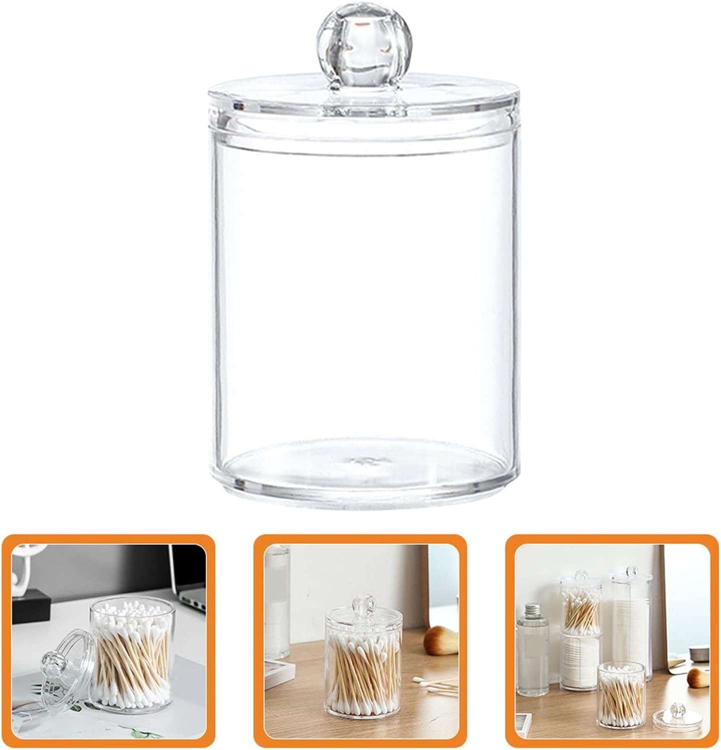 Toothpick Holder Cotton Holder Organizerjar Dispenser Apothecary Jars Pad Storage Round Floss Lids Makeup Container Toothpick Organizer