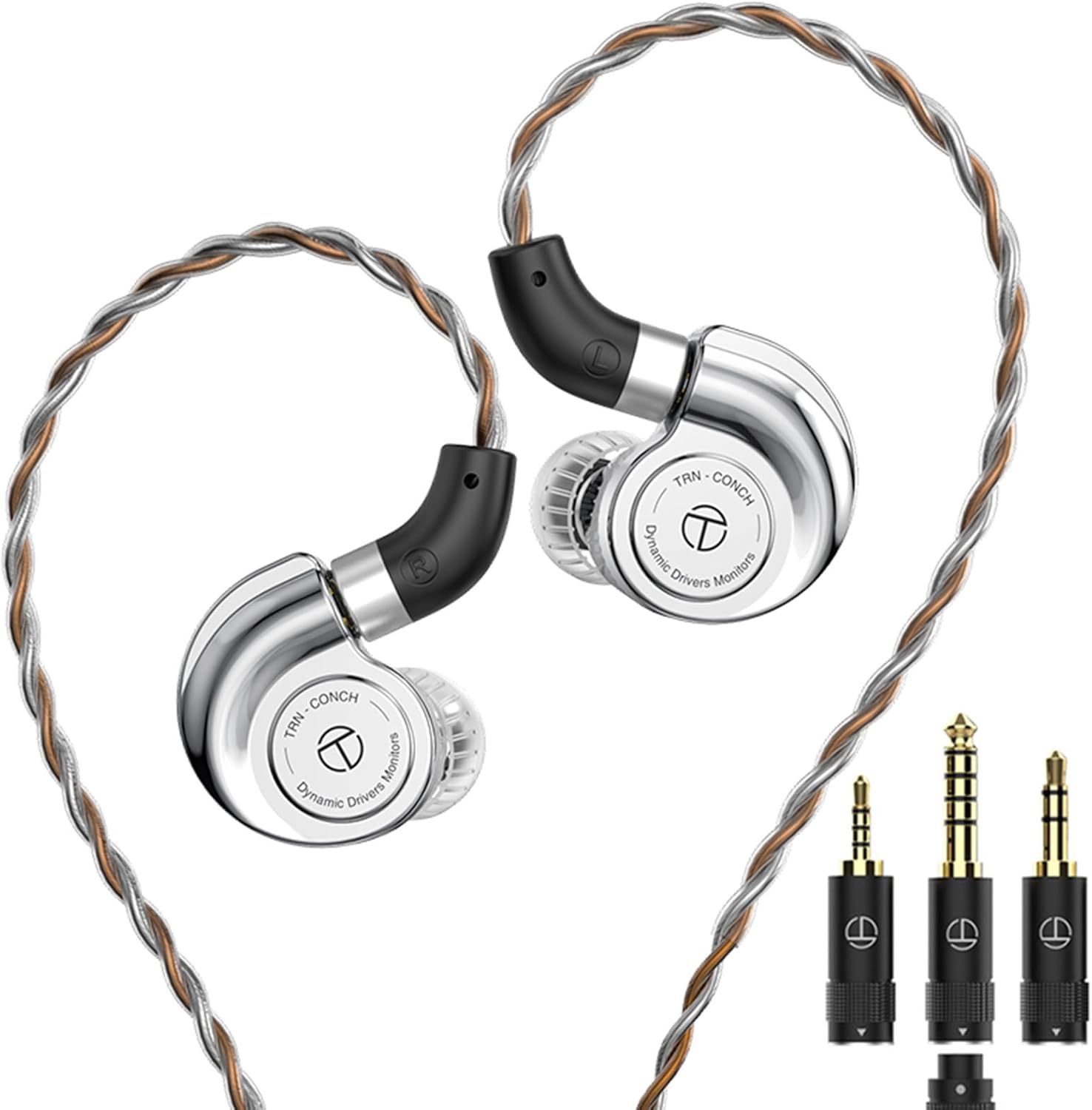 TRN DLC Diamond Diaphragm Dynamic in Ear Monitors,10mm Dual-Circuit Dynamic Driver Earphones,Ear Buds Wired,Plug Type 2.5mm/3.5mm/4.4mm Ear Buds Wired