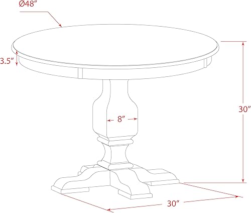 Miniatura 14 de East West Furniture F3MZ5-748 - Juego de mesa de comedor de 5 piezas, incluye una mesa de cocina redonda con pedestal y 4 sillas de comedor Parson