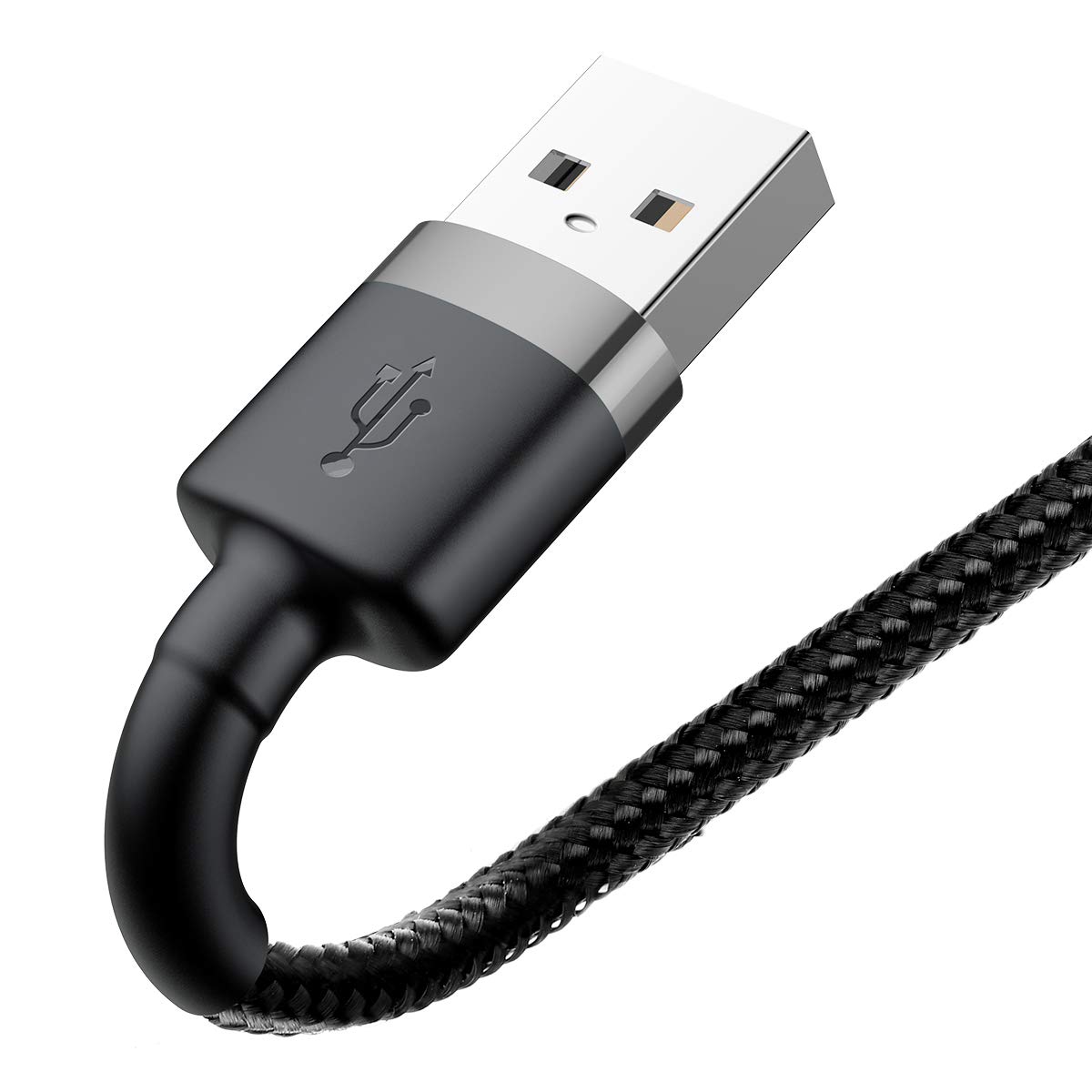 Baseus Cafule Serisi, 2.4 A USB-A & Lightning Şarj Kablosu & Data Aktarım Kablosu, 1 Metre, Gri - Siyah