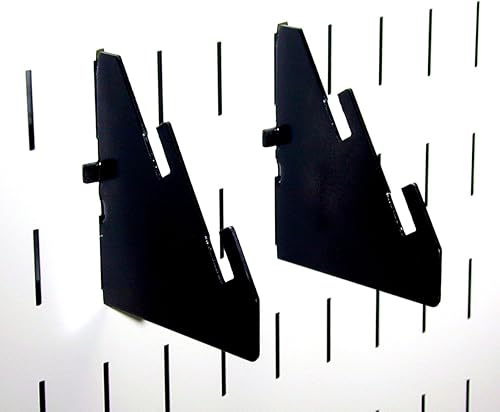 Miniatura 2 de Wall Control Juego de soportes de metal ranurado para tablero de clavijas y tablero de herramientas ranurado, color negro (paquete de 2)