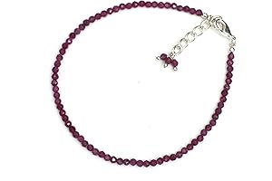 Women's Ruby Bracelet: July Birthstone, Gempires Natural Ruby Gemstone Beads Bracelet with...