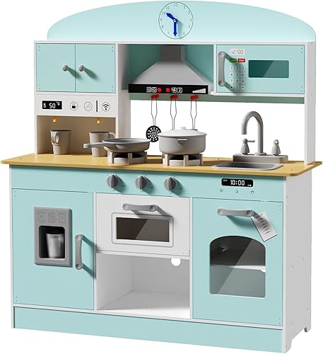 Miniatura 7 de Babytronic Juego de cocina de madera con luces y sonidos para niños a partir de 3 años, incluye estufa, horno, microondas, cafetera y accesorios,