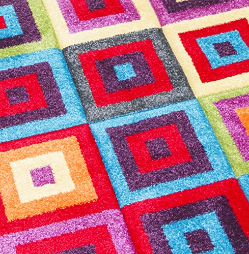 SrS Rugs® Candy Rainbow Rug - for Living Room, Lounge, Hallway, Kids Room, Playroom, Nursery - Boys & Girls - Hippy - Pride - Brighten Your Home (Squares, 80cm x 150cm) - Image 7