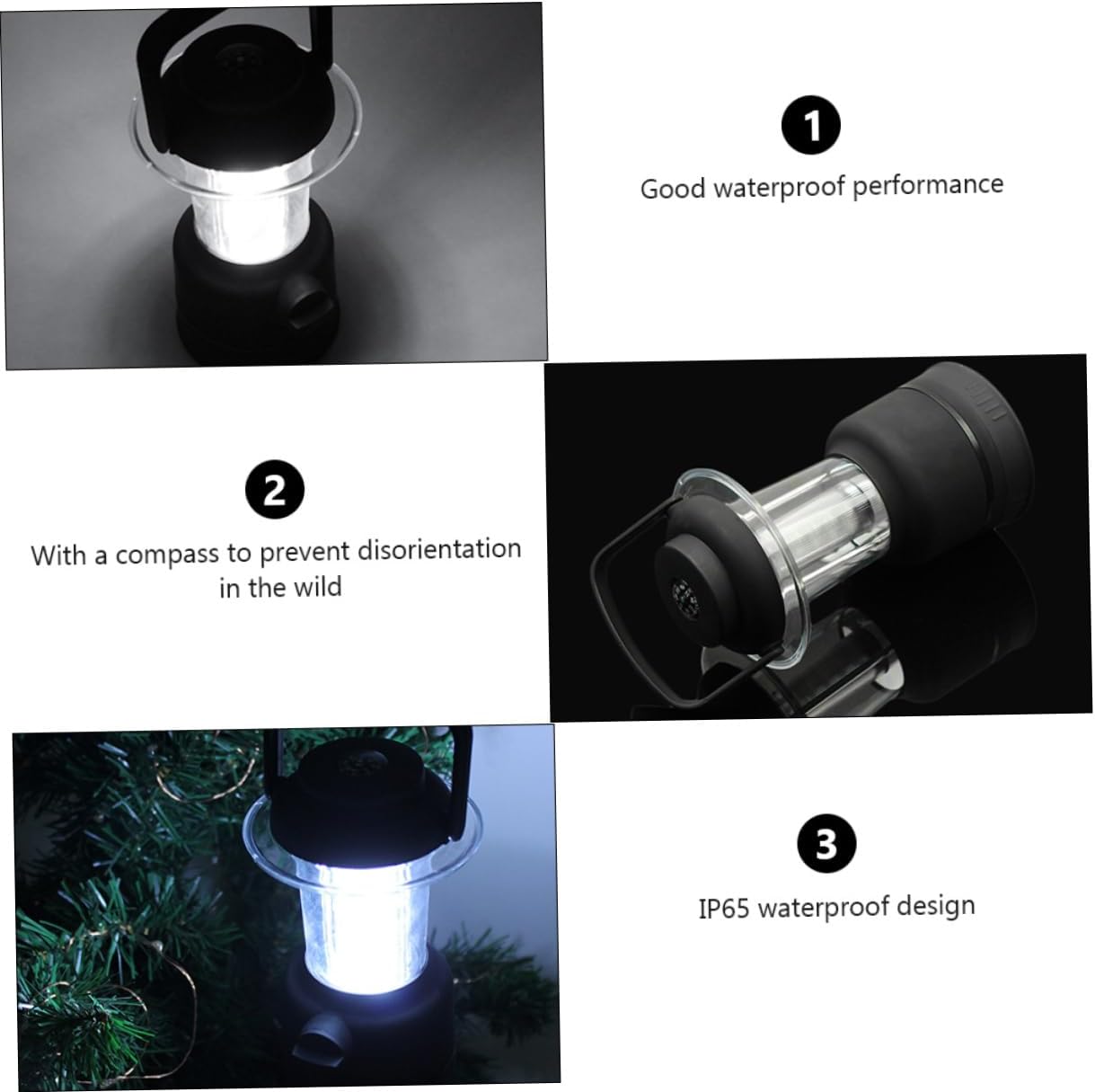 Led Emergency Lanterns Camping Lantern Lamp Compass Rechargeable Waterproof 5w Brightness Adjustable for Outdoor Activities
