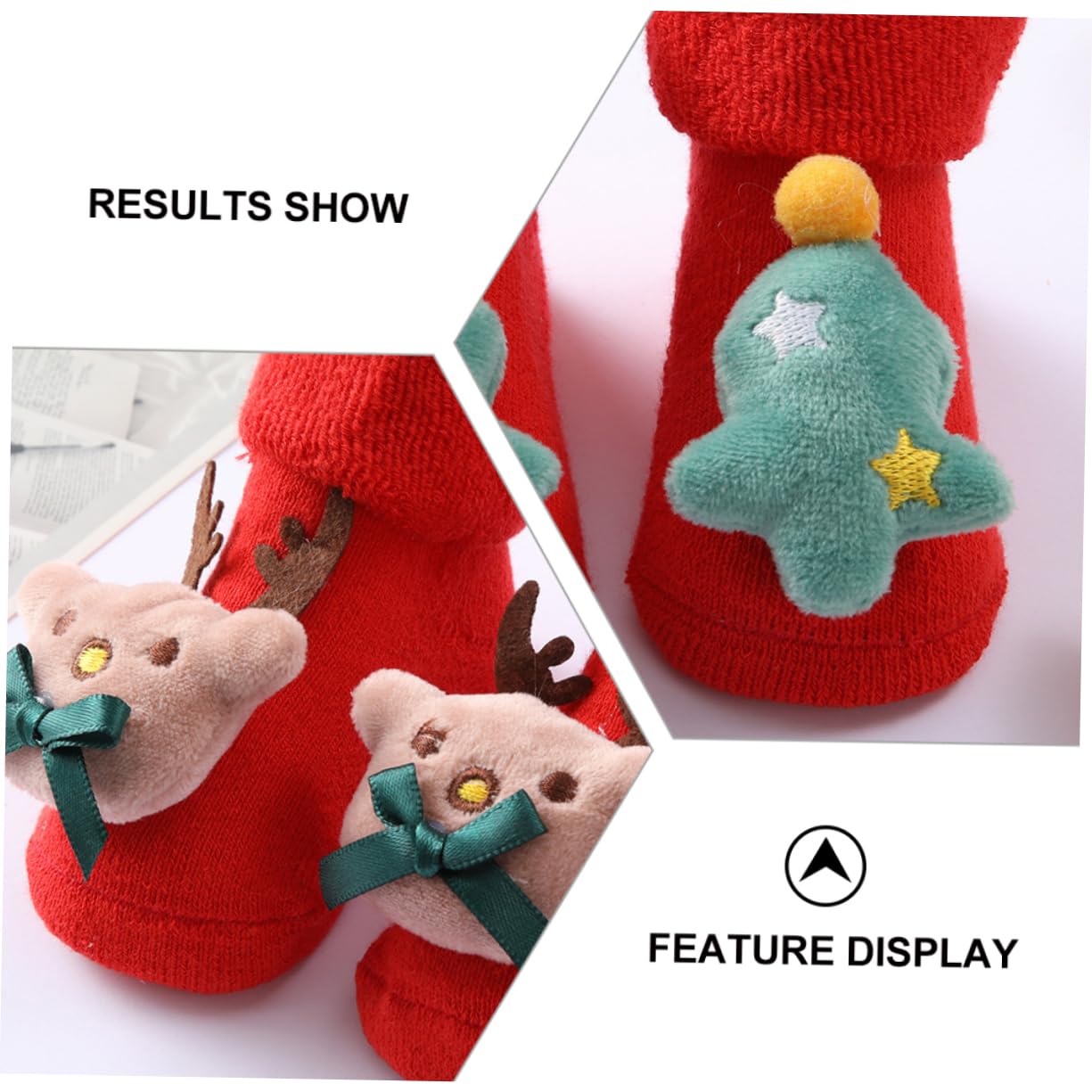MAGICLULU 6 Paia di Pantofole A Calzino per Bambini Scarpe Natalizie per Bambini Stivaletti in Pile Comodi per Calze Natalizie Ciondolo in Cotone Autunno E Inverno Rosso Neonato