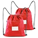 CODOBON 2 Pcs Drawstring Backpack Bags, Draw String Sackpack Cinch Nylon Bag for Sport Gym, Waterproof, Red