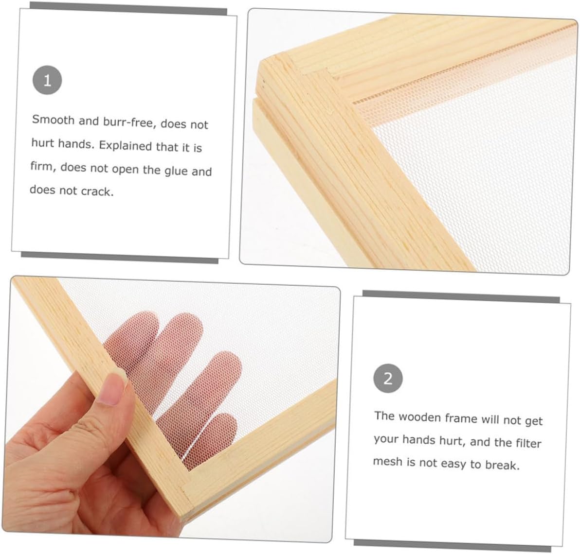 ABOOFAN 2Pcs Wooden Papermaking Mould Deckle Screen for DIY Crafts Pulp Making Dried Flower Art for Adults