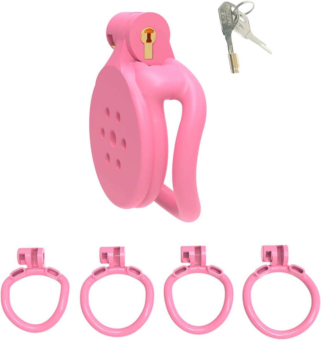 Amazon.com: Crysore Flat Chastity Cage Male with 4 Penis Rings ...