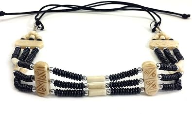 Handmade 3 Strand Buffalo Bone Hairpipe Traditional Tribal Choker Necklace