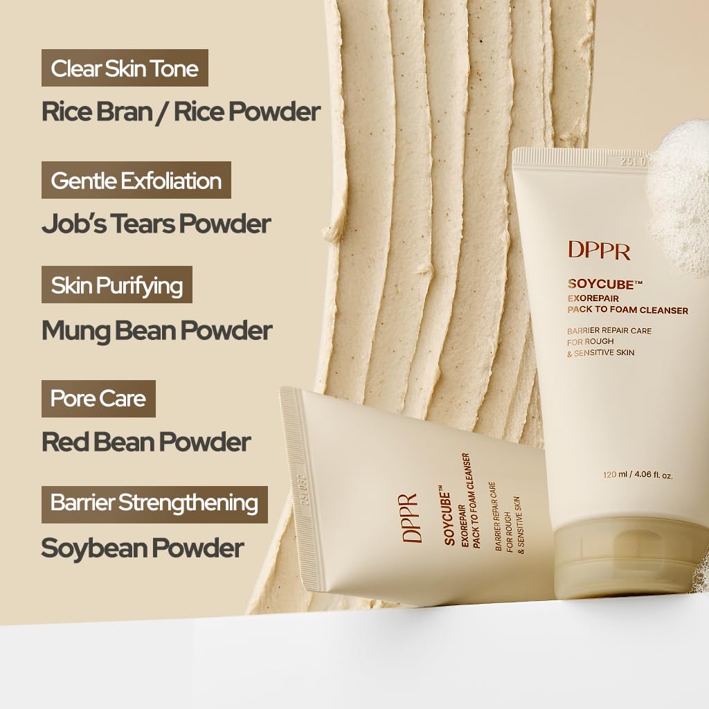 SOYCUBE ExoRepair Pack to Foam Cleanser, Glow Care, Glass Skin, Korean Skincare, Dual Function Cleanser, ㅡMilkexosome & Soy Protein, Deep Cleanse & Repairing Facial Wash (4.05 fl.oz / 120ml)