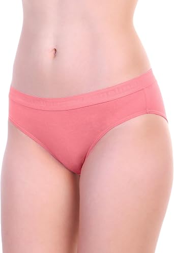 Angelina Womens Assorted Solid Color Cotton Spandex Bikini Panties 6-Pack