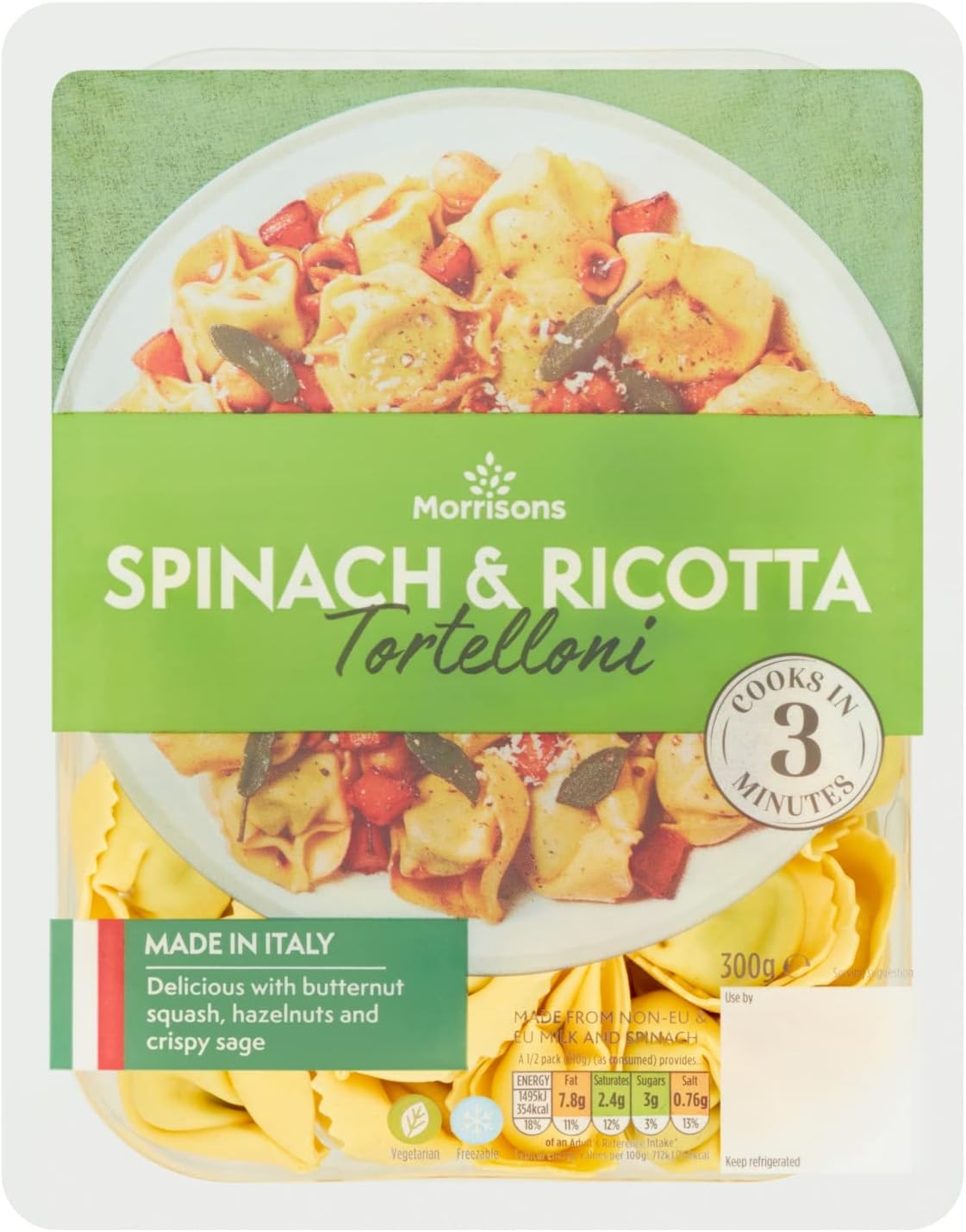 Morrisons Kitchen Spinach and Ricotta Tortelloni, 300g Amazon.co.uk