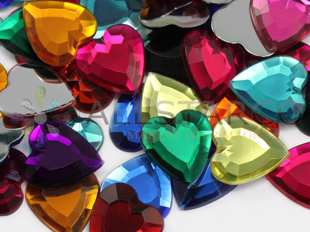 Allstarco 15mm Flat Back Heart Acrylic Rhinestones Plastic Gems Plastic Costume Jewels Embelishments - 40 Pieces (Blue Aqua .QR) - Image 4