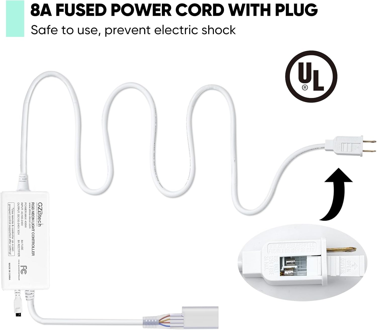 GZBtech RGB Neon Controller Kit with Remote & Power Supply, Only Vivid RGB Neon Rope Lights