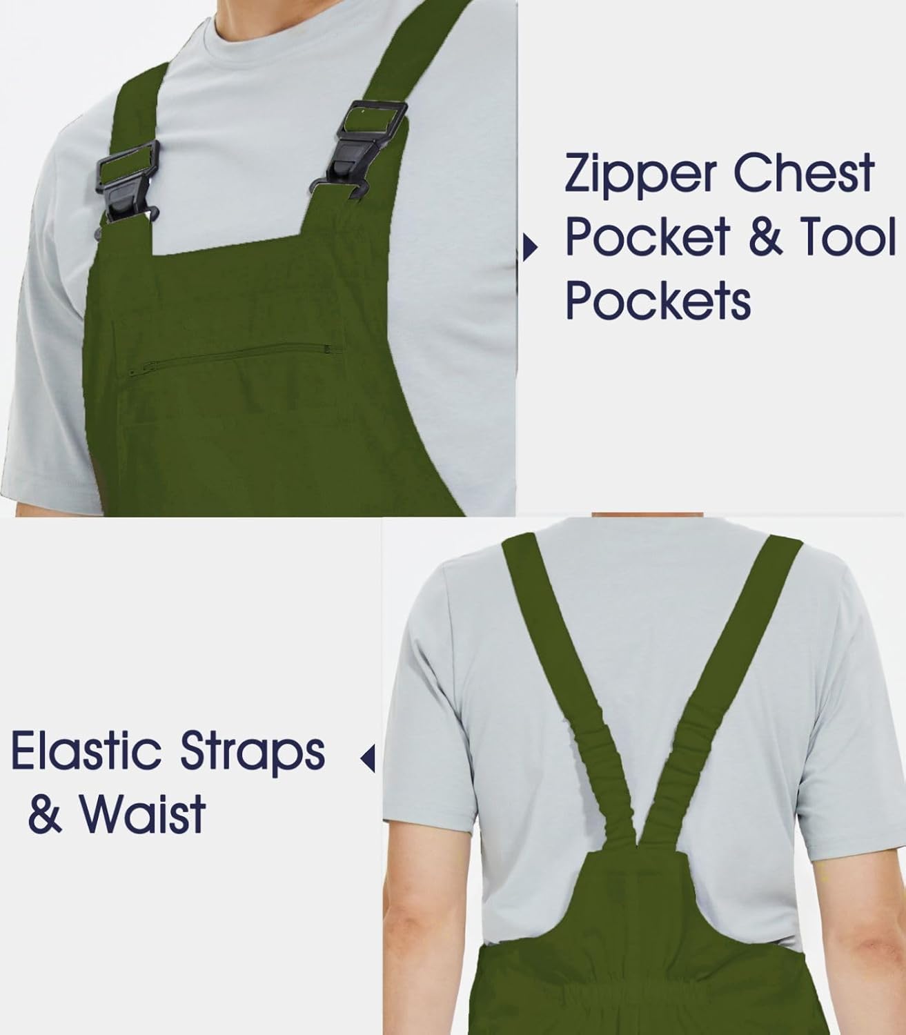 WORK IDEA Men's Bib Overalls Workwear Fashion Lightweight Jumpsuit with Pockets - Image 4